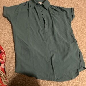 Teal Button-Up Shirt mini dress